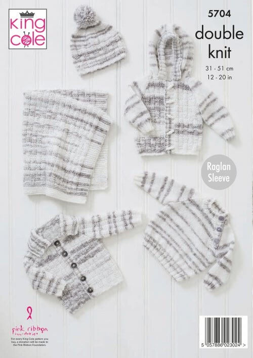 Knitting Pattern 5704 - Baby Blanket, Sweater, Jacket, & Hat in DK