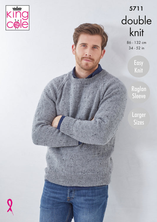 Knitting Pattern 5711 - Cardigan & Sweater Knitted in Big Value Tweed DK