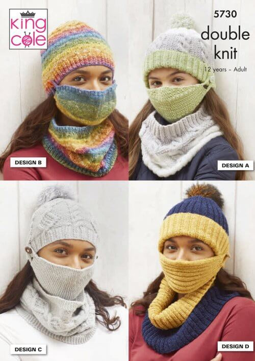 Knitting Pattern 5730 - Hats, Face Coverings and Cowls