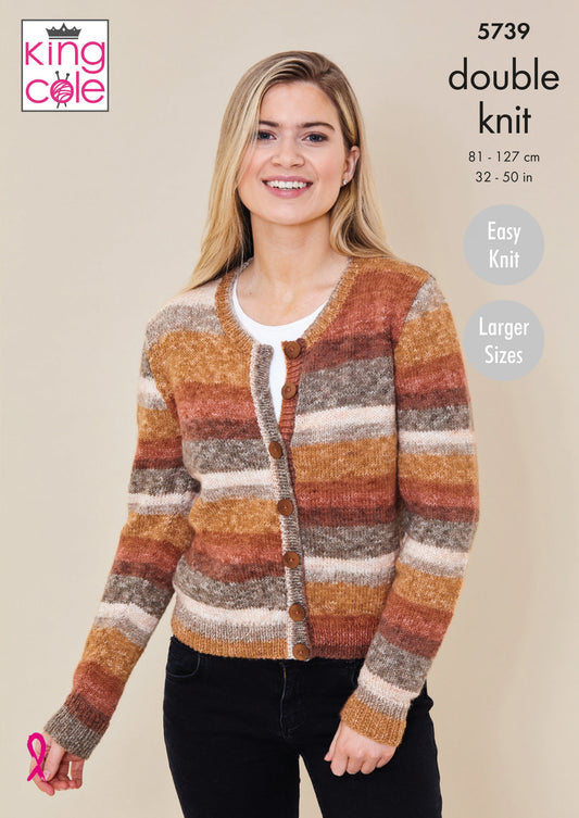 Knitting Pattern 5739 - Cardigan & Waistcoat Knitted in Bramble DK