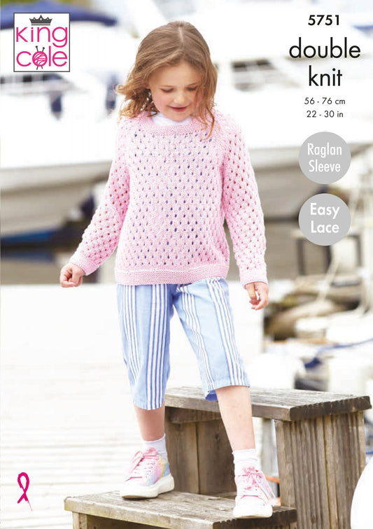 Knitting Pattern 5751 - Sweater & Cardigan Knitted in Cottonsmooth DK