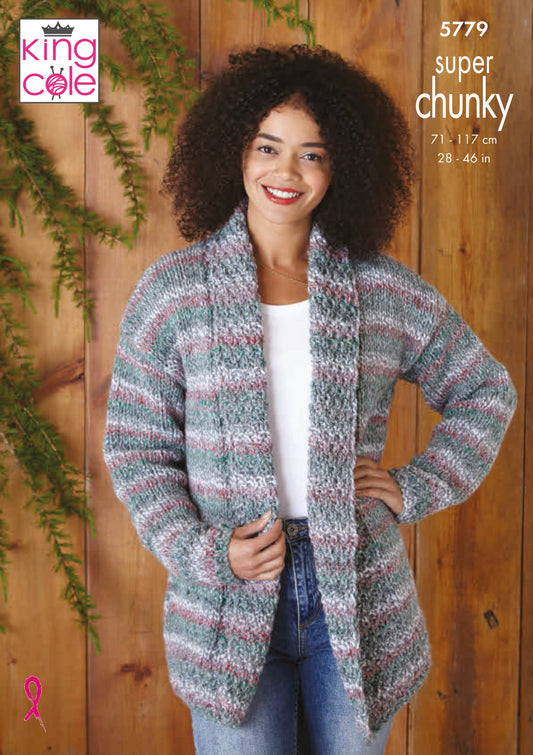 Knitting Pattern 5779 - Jacket & Sweater Knitted in Christmas Super Chunky