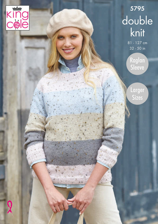 Knitting Pattern 5795 - Round & High Neck Sweaters Knitted in Homespun DK