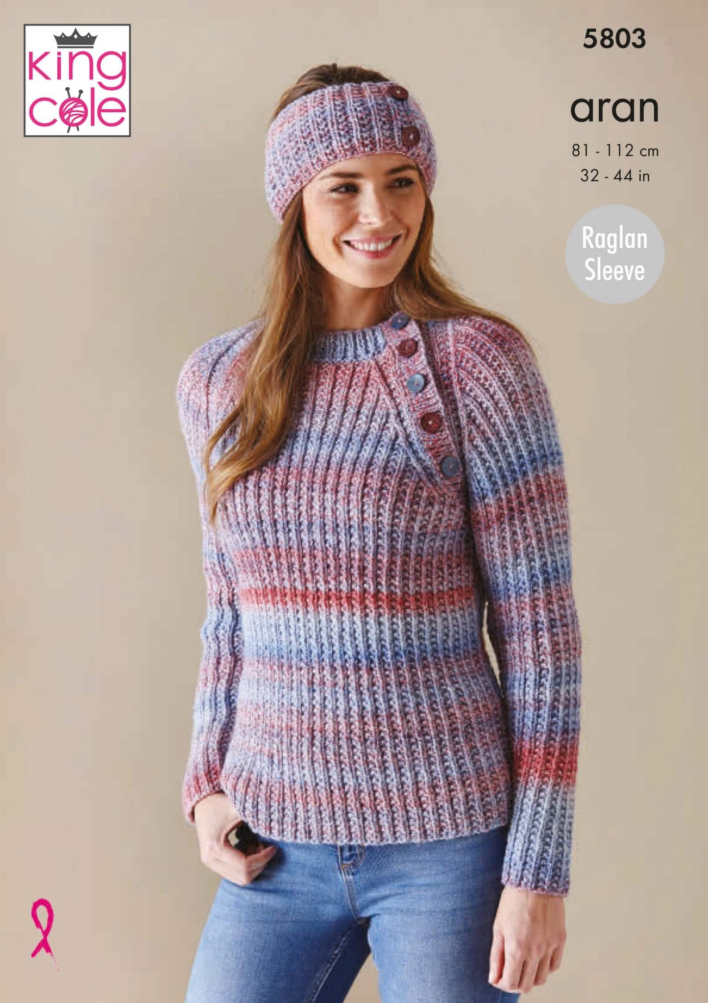 Knitting Pattern 5803 - Cardigan, Sweater & Headband Knitted in Acorn Aran