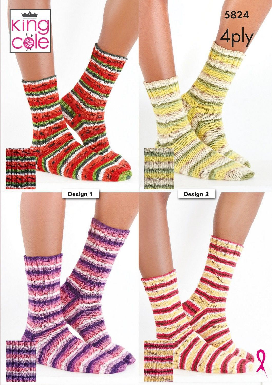 Knitting Pattern 5824 - Socks Knitted in Footsie 4ply