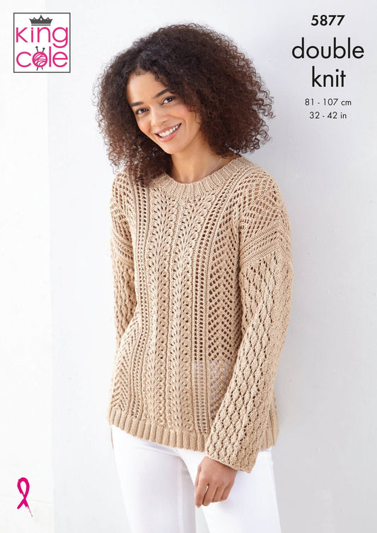 Knitting Pattern 5877 - Sweaters Knitted in Cottonsoft DK