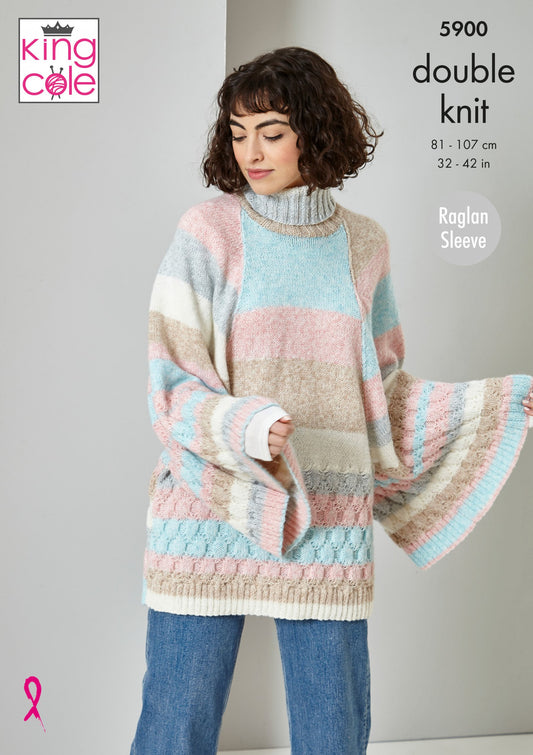 Knitting Pattern 5900 - Cardigan, Sweater & Scarf Knitted in Harvest DK