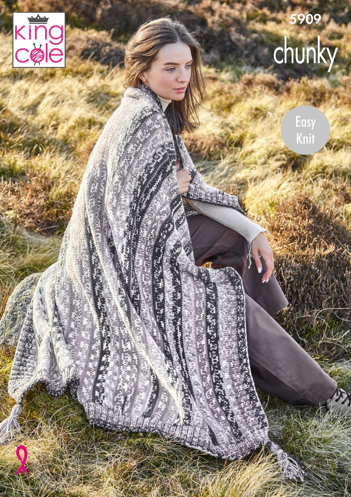 Knitting Pattern 5909 - Blanket, Bed Runner & Cushion Cover: Knitted in King Cole Nordic Chunky
