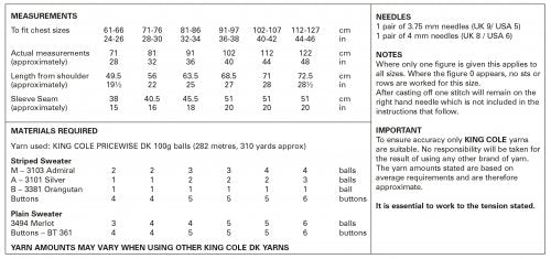 Knitting Pattern 5939 - Sweaters: Knitted in King Cole Pricewise DK