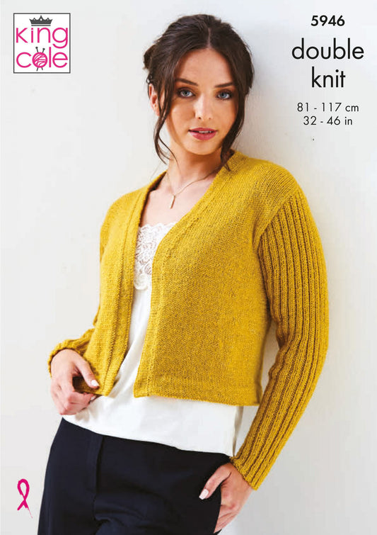 Knitting Pattern 5946 - Jacket & Top Knitted in Glitz DK