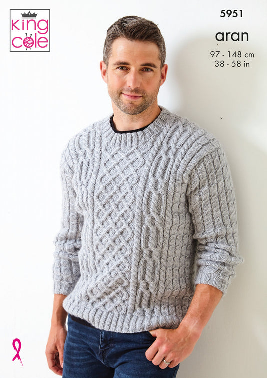 Knitting Pattern 5951 - Sweaters: Knitted In King Cole Fashion Aran