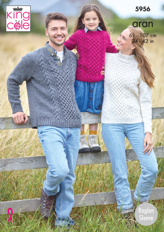 Knitting Pattern 5956 - Family Sweaters Knitted in Wool Aran