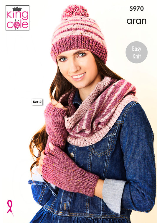 Knitting Pattern 5970 - Aran Accessories Knitted in Fashion Aran