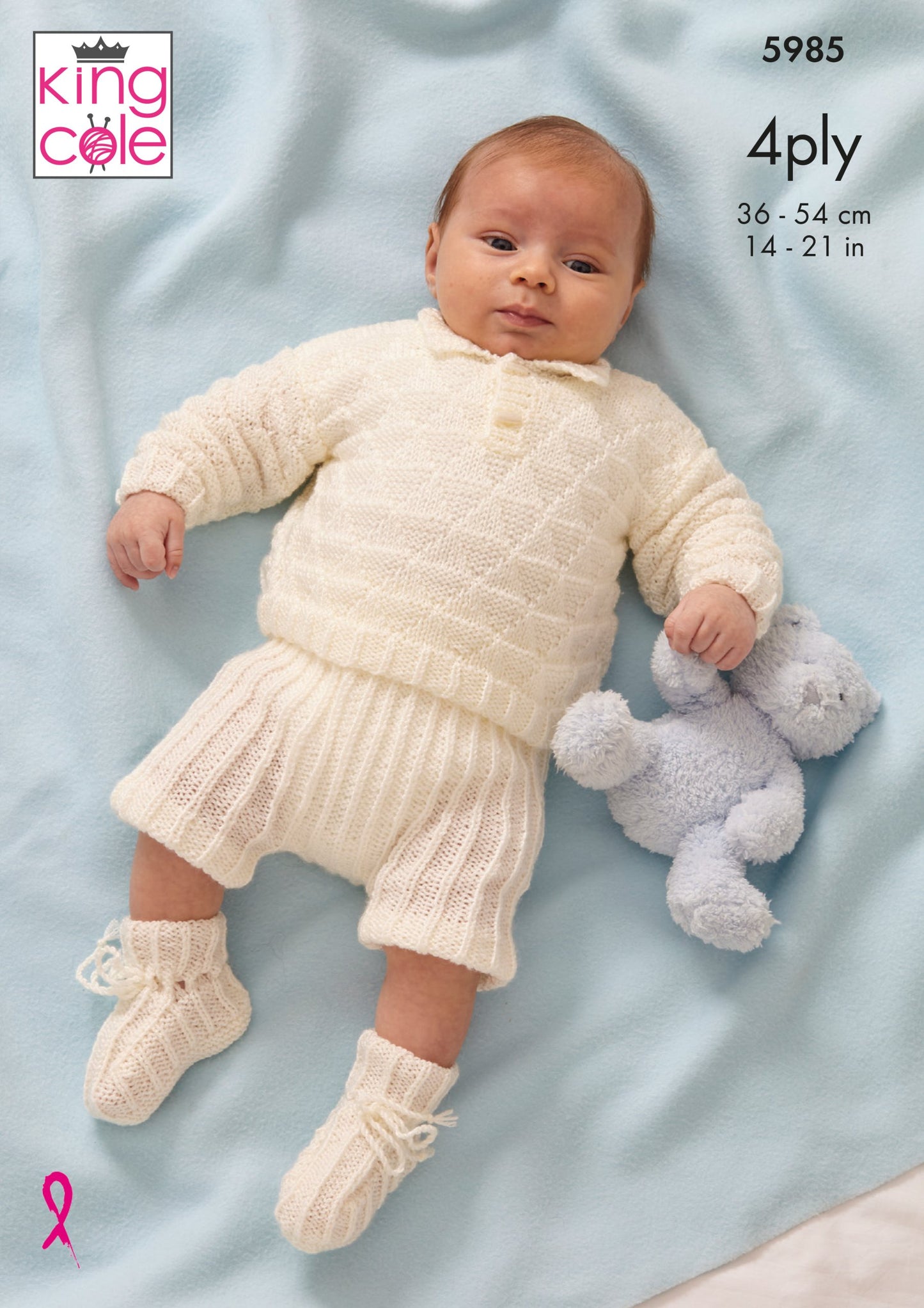 Knitting Pattern 5985 - Sweaters, Pants & Bootees Knitted in Cherished 4Ply