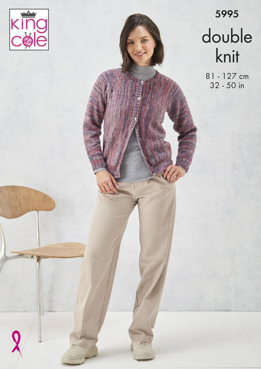 Knitting Pattern 5995 - Cardigans Knitted in Homespun Prism DK