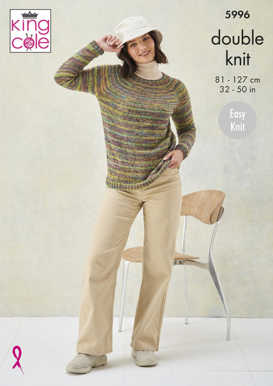 Knitting Pattern 5996 - Sweaters Knitted in Homespun Prism DK