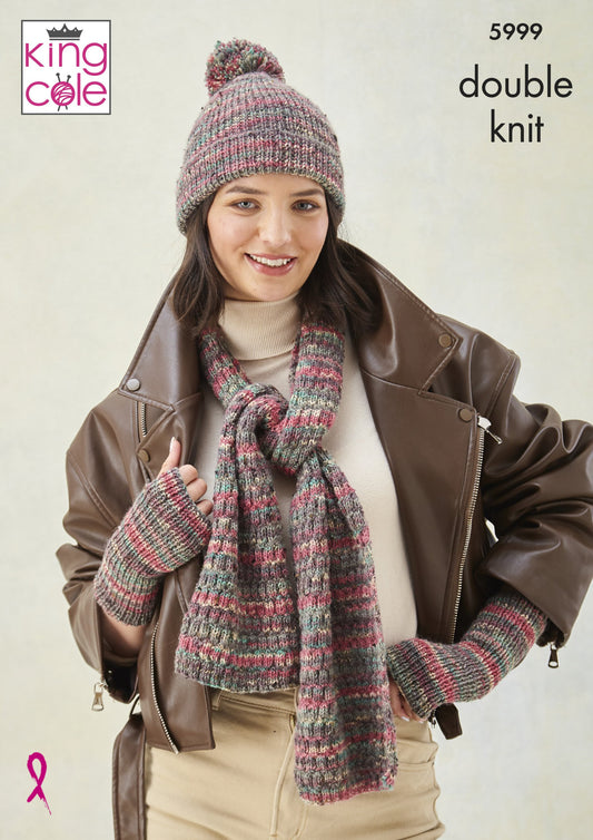 Knitting Pattern 5999 - Accessories Knitted in Homespun Prism DK
