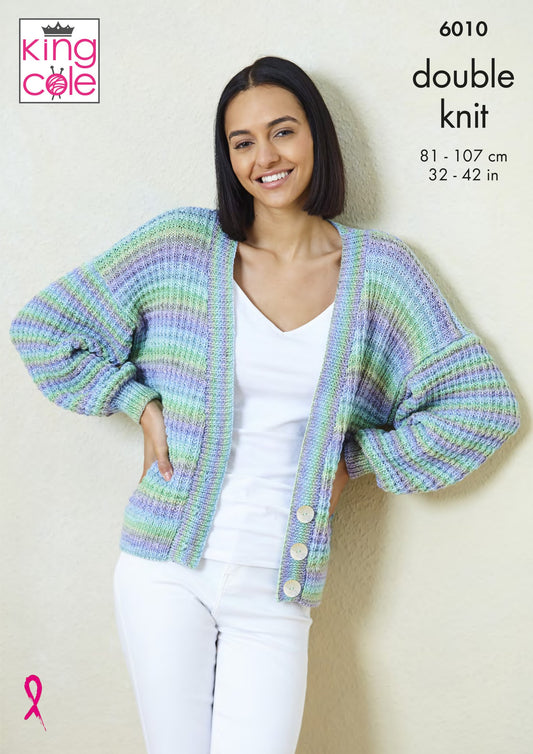 Knitting Pattern 6010 - Cardigan & Sweater Knitted in Beaches DK