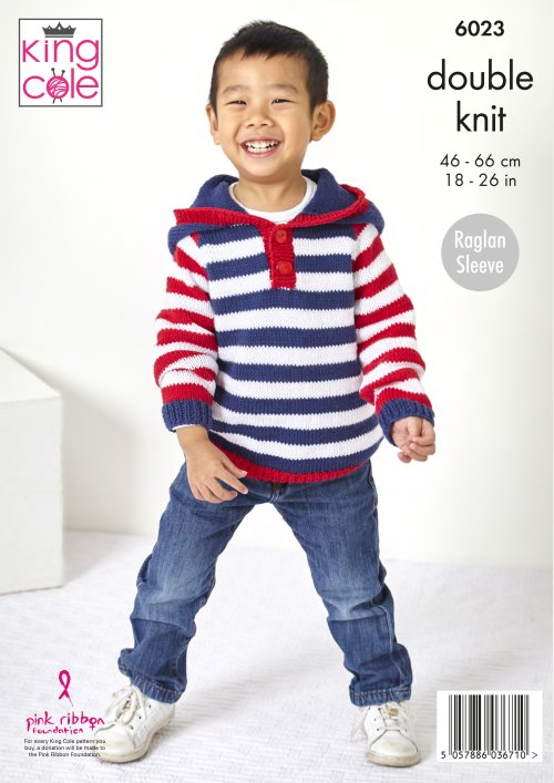 Knitting Pattern 6023 - Sweater, Hoodie, & Crown Knitted in Cottonsoft DK
