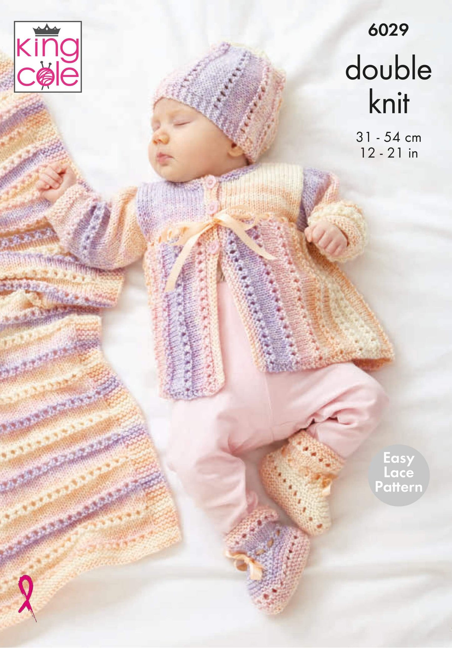 Knitting Pattern 6029 - Cardigan, Matinee Coat, Hat, Booties & Blanket Knitted in Cutie Pie DK