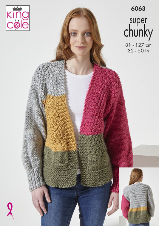 Knitting Pattern 6063 - Cardigan & Sweater Knitted in Celestial Super Chunky