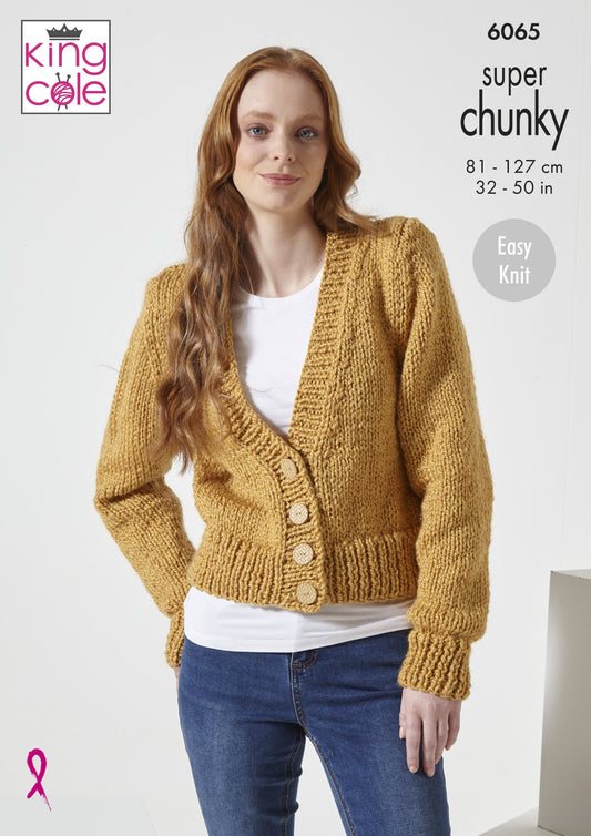 Knitting Pattern 6065 - Cardigan & Waistcoat Knitted in Celestial Super Chunky