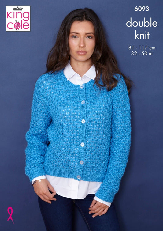 Knitting Pattern 6093 - Sweater & Cardigan Knitted in Glitz DK