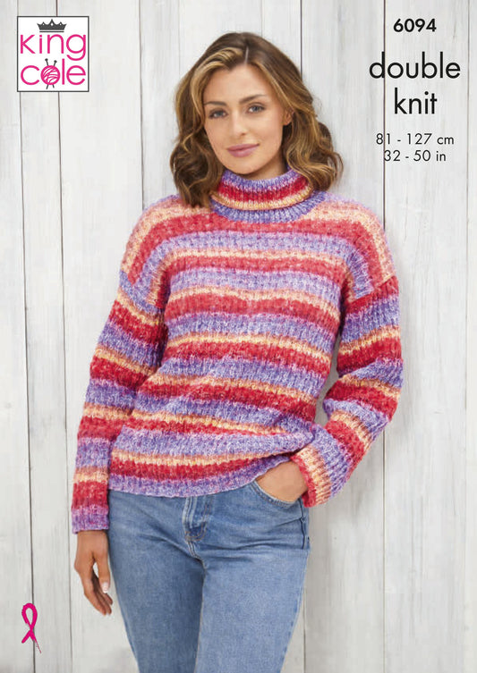 Knitting Pattern 6094 - Sweater & Jacket Knitted in Bramble DK