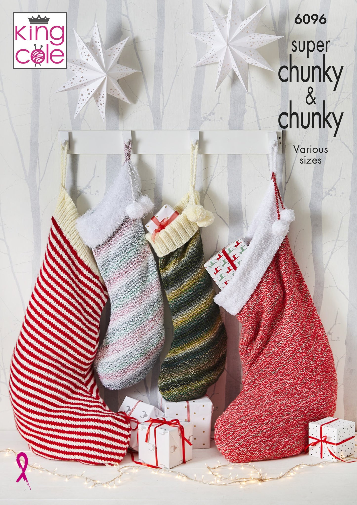 Knitting Pattern 6096 - Christmas Stockings Knitted In Super Chunky And Chunky