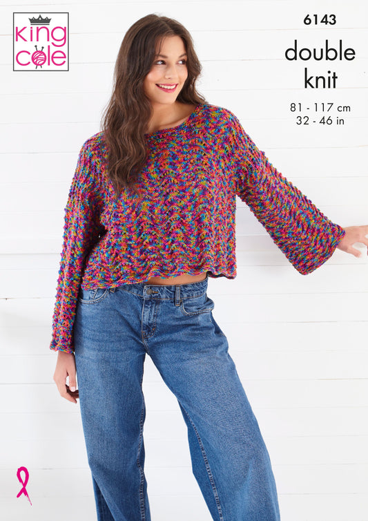 Knitting Pattern 6143 - Sweaters Knitted in Jitterbug DK
