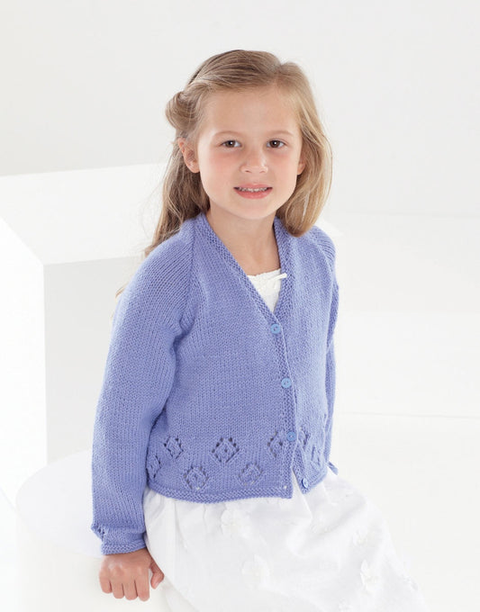 Knitting Pattern 4881- Baby & Younger Childrens Cardigan & Pinafore Dress - Snuggly DK