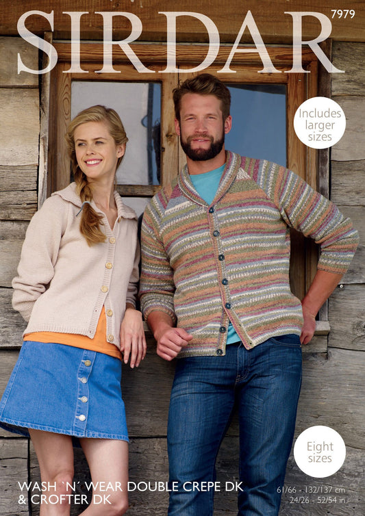 Knitting Pattern 7979 - Cardigans in Sirdar Crofter DK