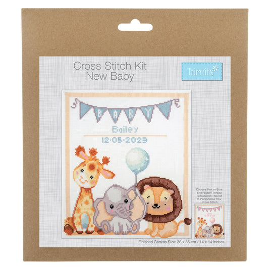 COUNTED CROSS STITCH KIT- NEW BABY (14”) SQUARE