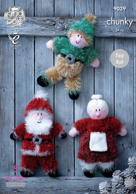 Knitting Pattern 9029 - Christmas Toys Knitted with Tinsel Chunky & Dollymix DK