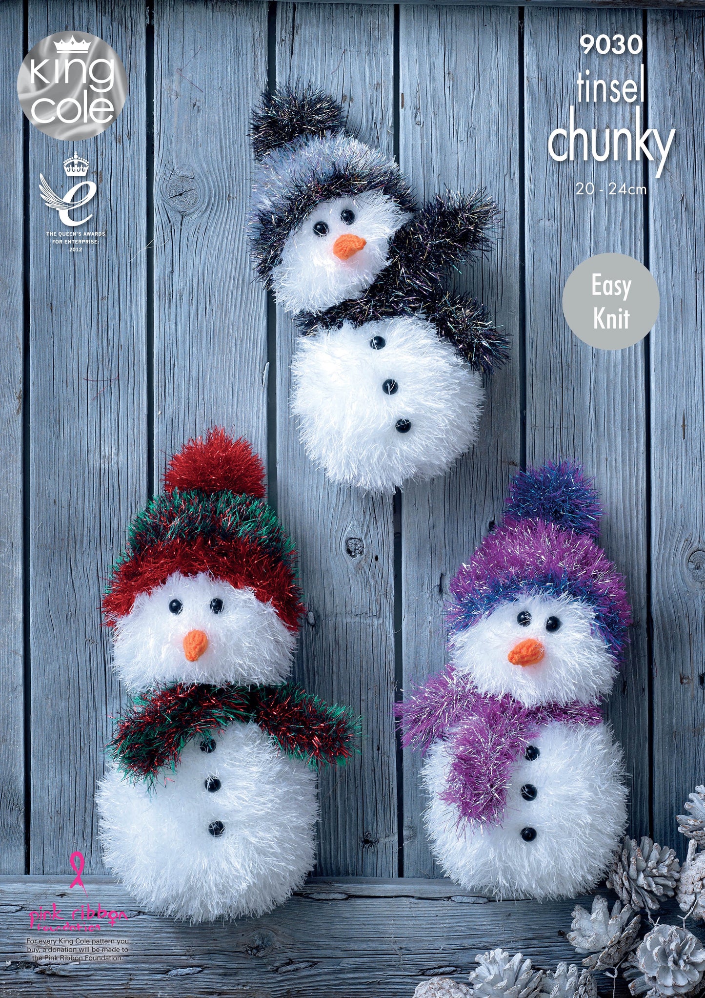 Knitting Pattern 9030 - Snowmen Knitted with Tinsel Chunky & Big Value DK
