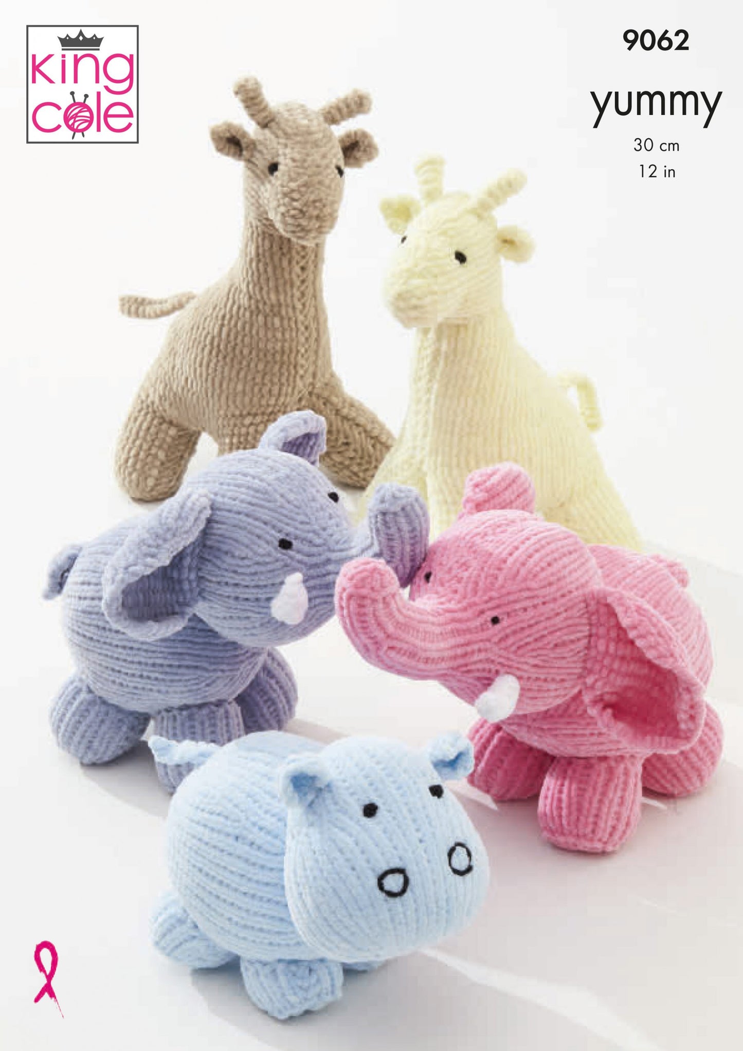 Knitting Pattern 9062 - Giraffe, Hippo, Elephant, Toys: Knitted in Yummy Chunky