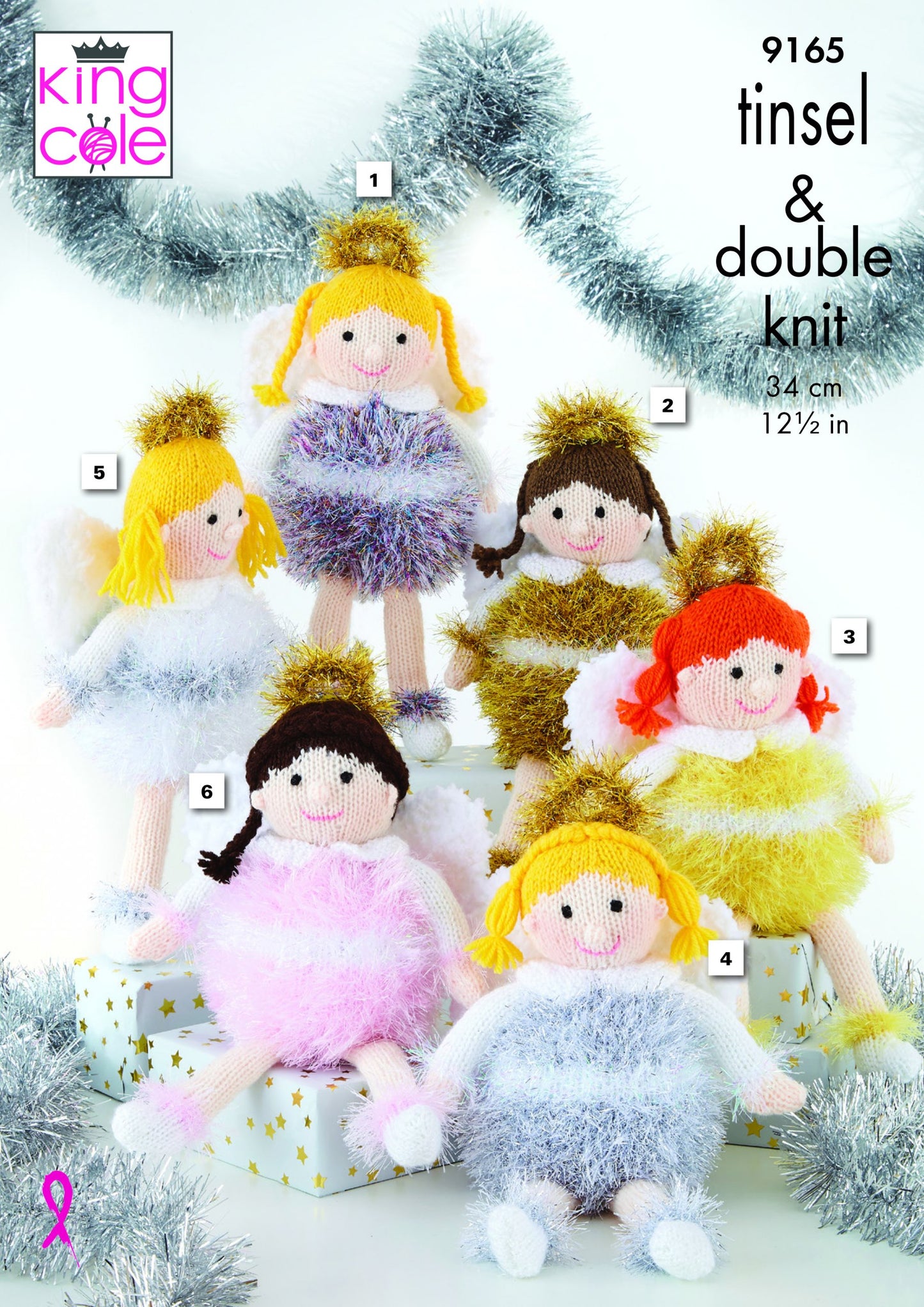 Knitting Pattern 9165 - Little Angels: Knitted in King Cole Tinsel and Big Value DK 50g