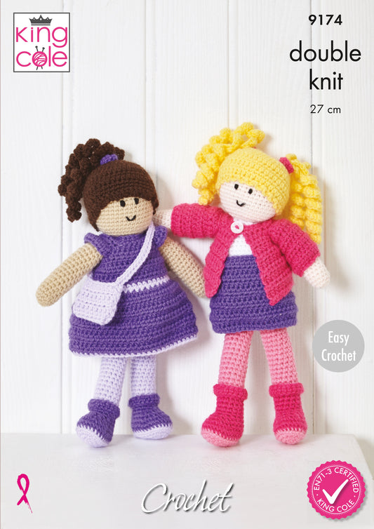 Crochet Pattern 9174 - Amigurumi Dolls Crocheted in Big Value DK 50g