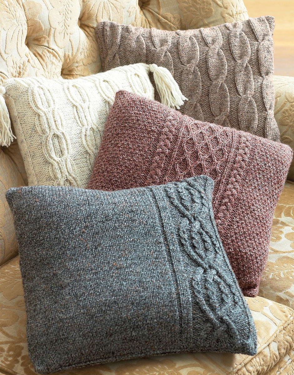 Knitting Pattern 9804 - CUSHION COVERS IN HAYFIELD BONUS ARAN TWEED