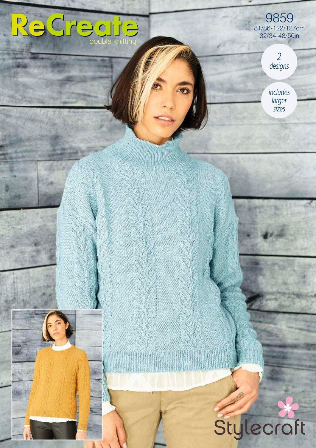 Knitting Pattern 9859 - Round & Funnel Neck Sweaters in ReCreate DK
