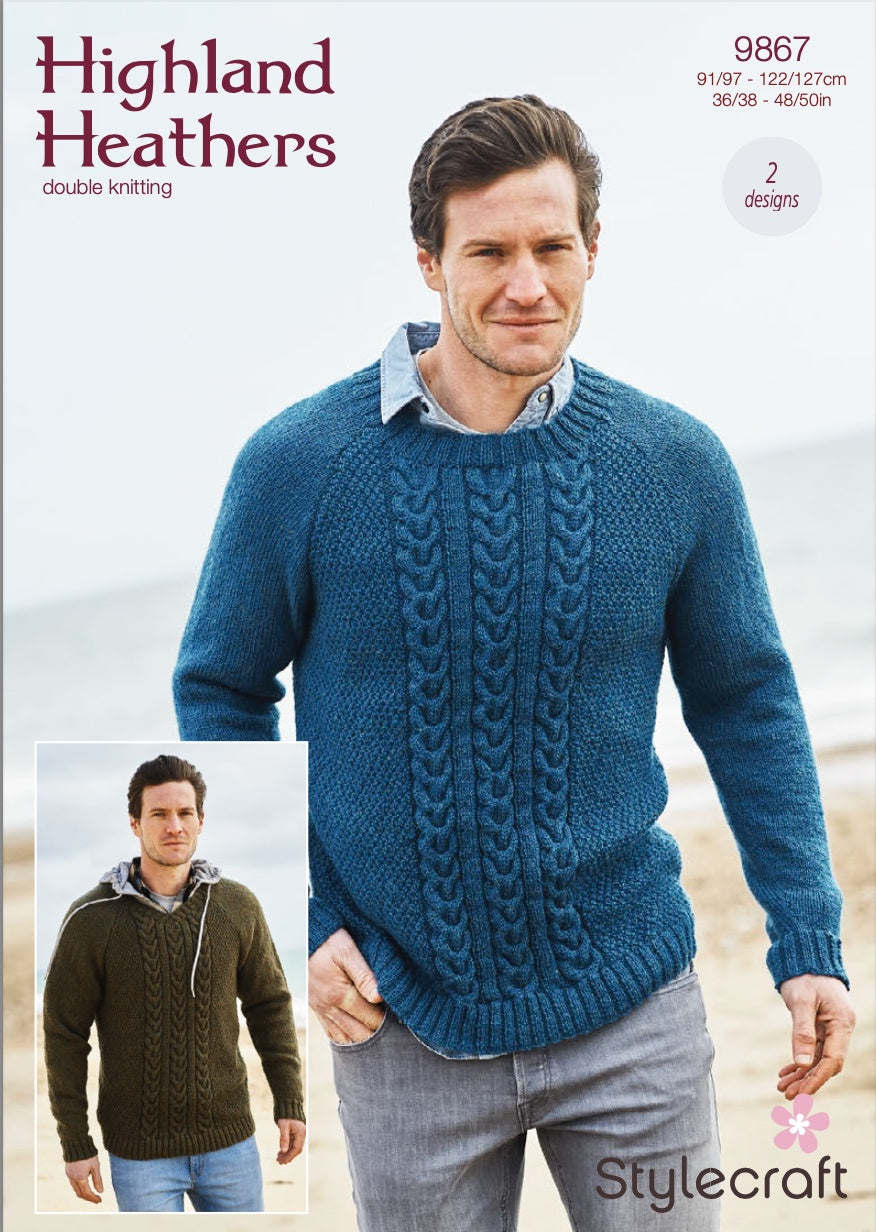 Knitting Pattern 9867 - Highland Heathers DK Round & V Neck Sweaters