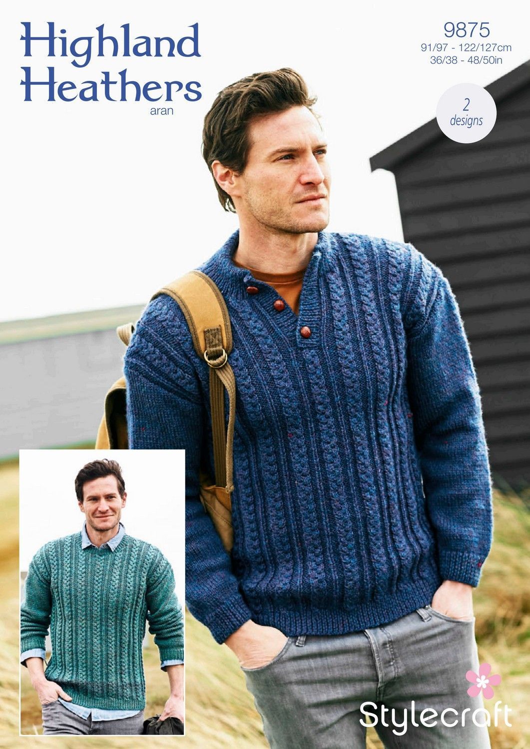 Knitting Pattern 9875 - Highland Heathers Aran Sweaters