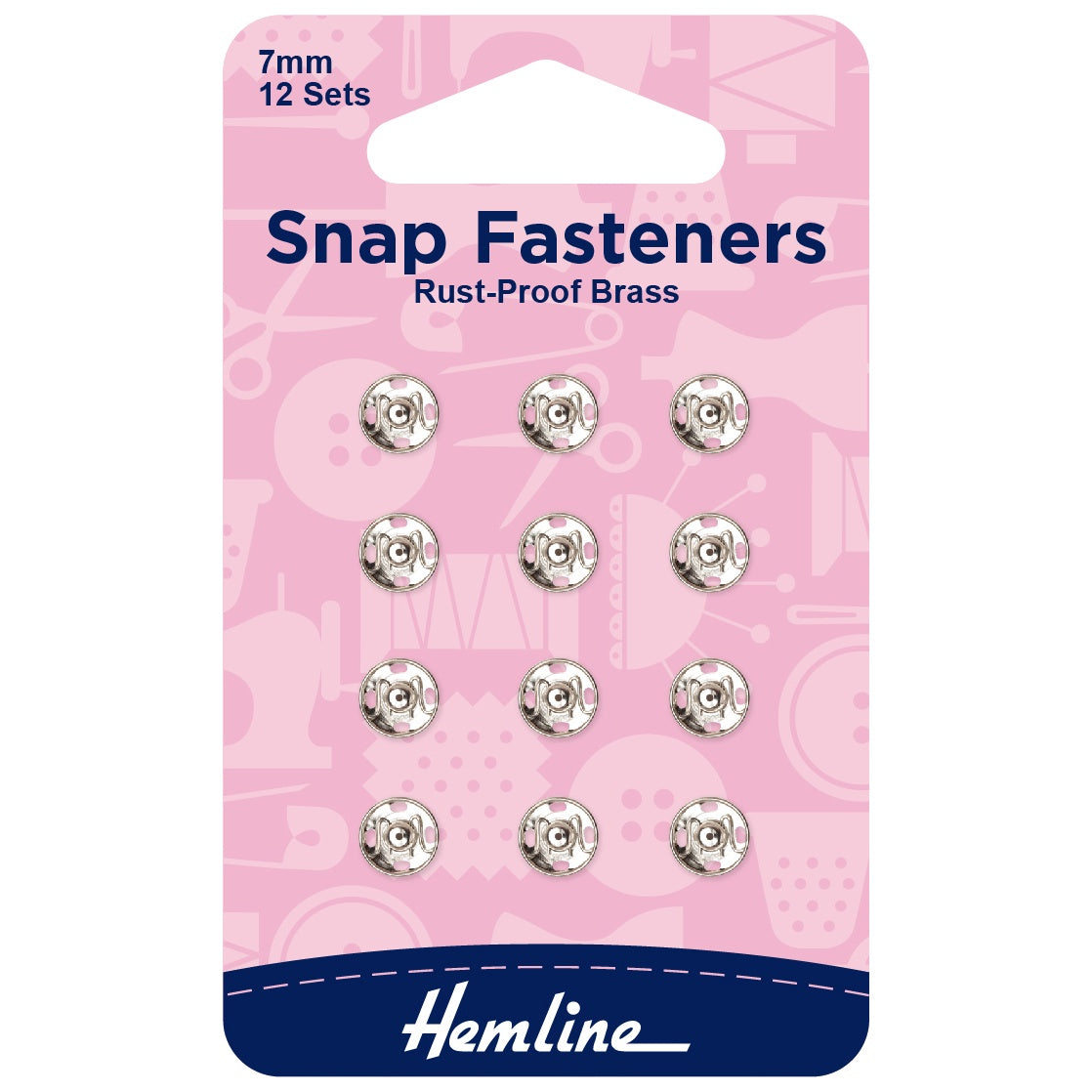 SNAP FASTENERS - 7mm - Pack of 12 - NICKEL