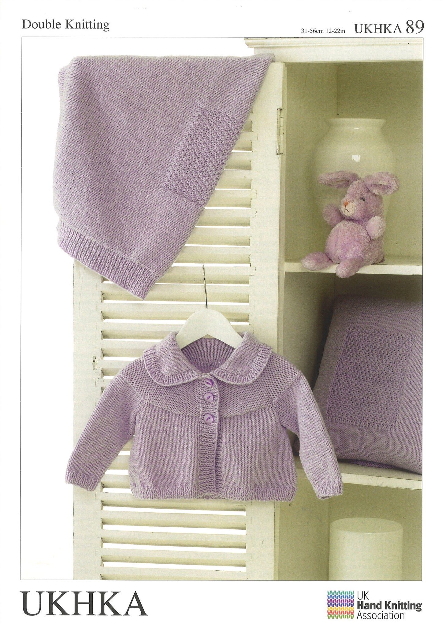 KNITTING PATTERN - UKHKA/89 - DK - Baby Cardigan, Blanket & Cushion