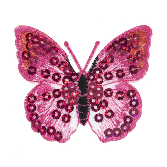 IRON ON MOTIF - Pink Sequin Butterfly