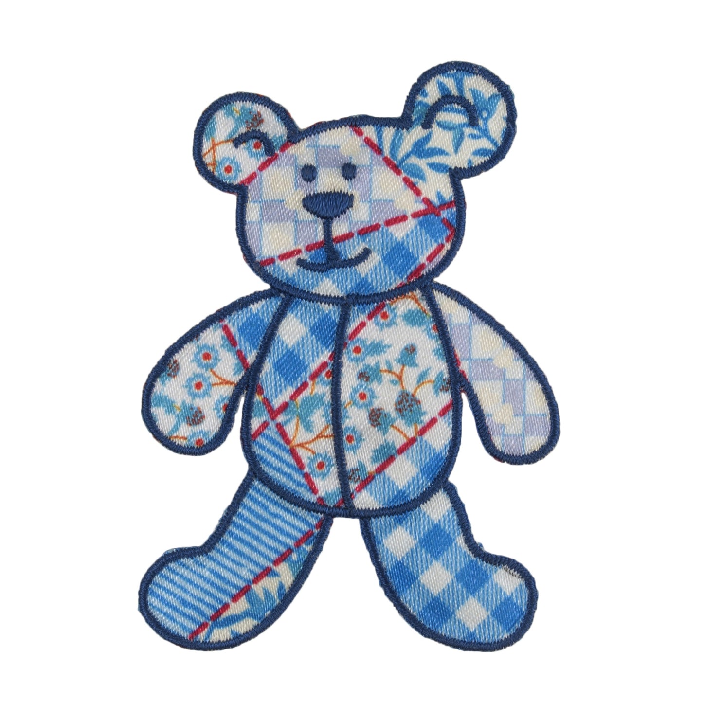 IRON ON MOTIF - Blue Patchwork Bear