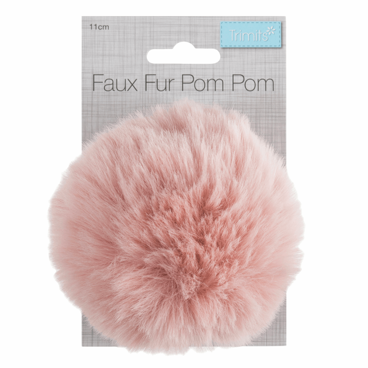 FAUX FUR POM POM - 1 Piece - 11cm LIGHT PINK