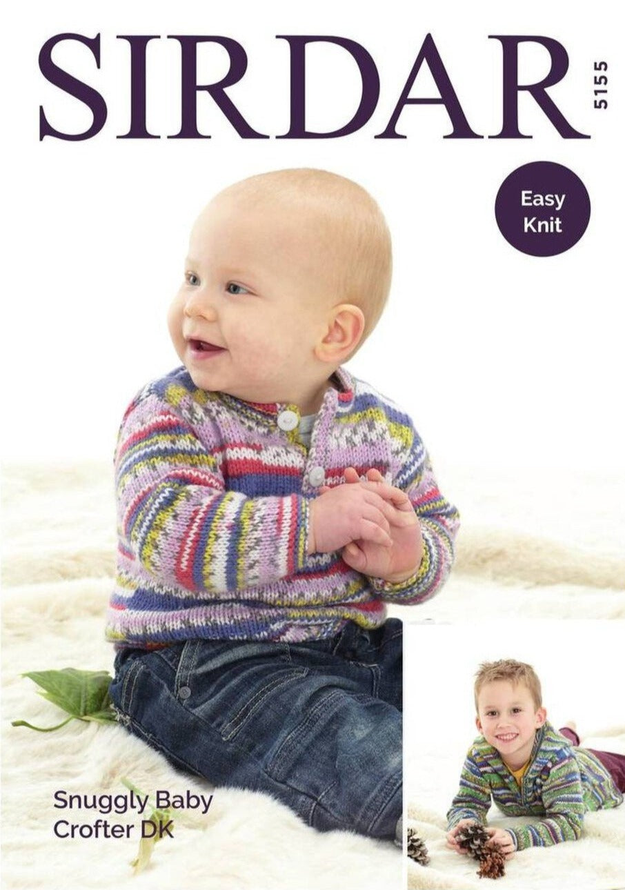 Knitting Pattern 5155 - Sweater & Cardigan with Hood in Baby Crofter DK - Birth to 7 Years