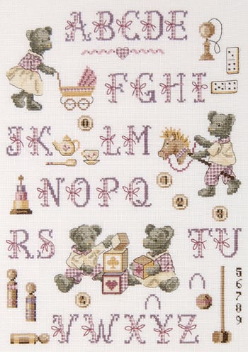 COUNTED CROSS STITCH KIT - BABY- FUNNY BEARS  ABC