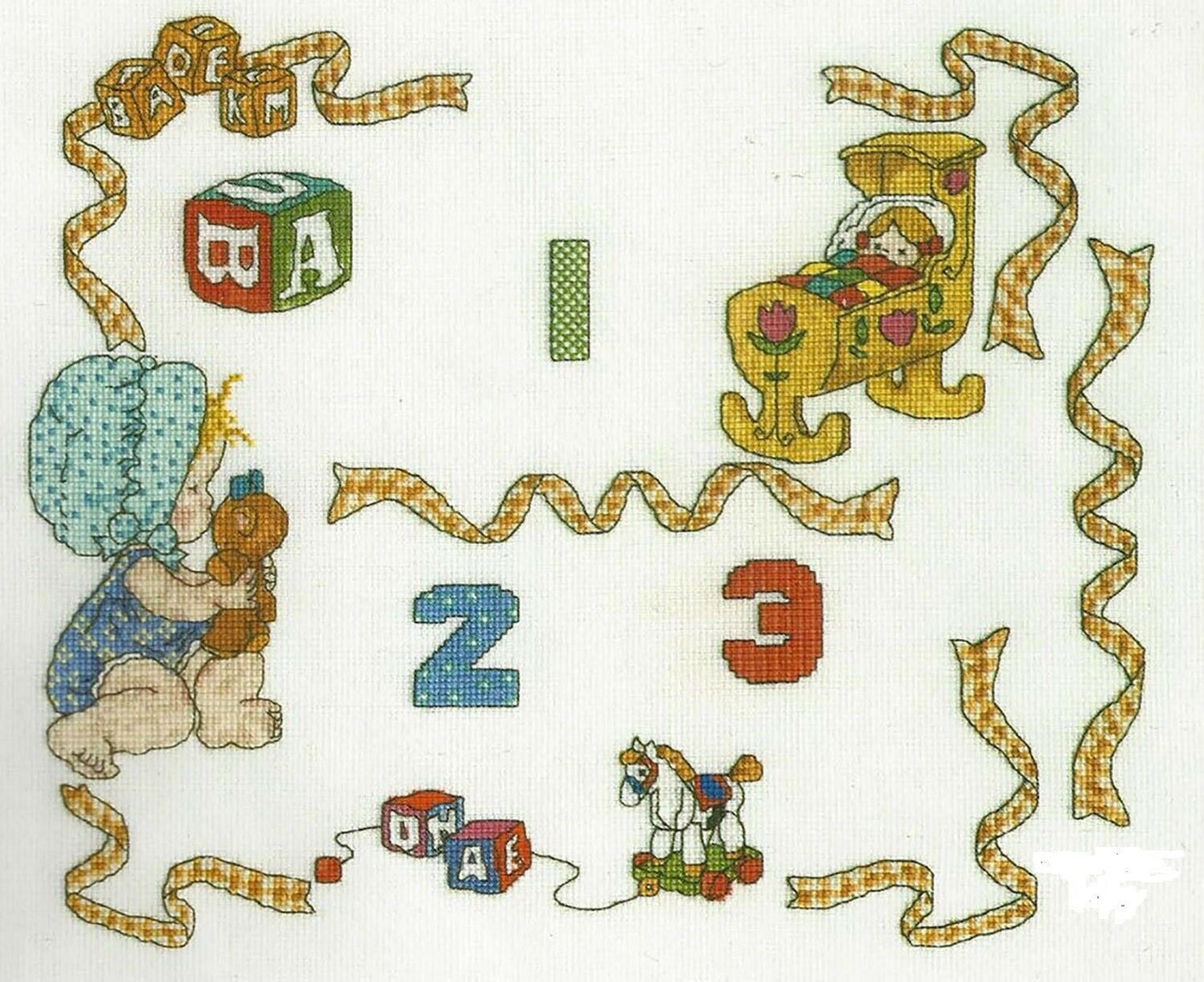 COUNTED CROSS STITCH KIT - BABY SAMPLER WITH NUMBERS
